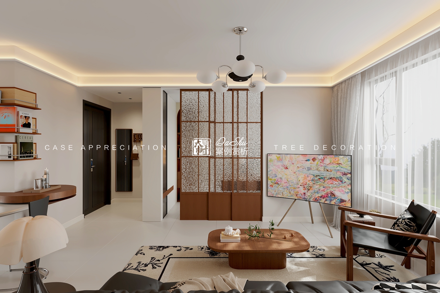 洋海辰月府97㎡現代中古風效果圖